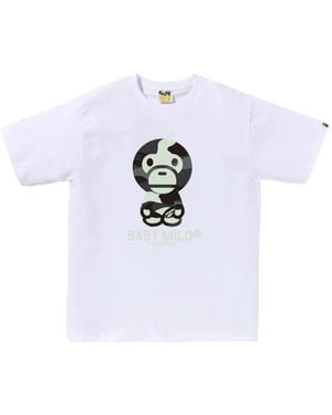 A Bathing Ape Baby Milo T-Shirt mit grafischem Print - Weiß