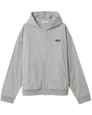 Miu Miu Sudadera Con Capucha Y Parche Del Logo - Gris