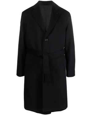 Lardini Tied-Waist Wool Coat - Black