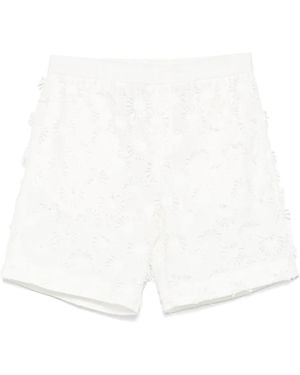 MSGM Motif-Embroidered Shorts - White