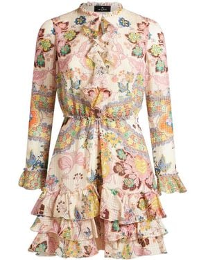 Etro ラッフル ミニドレス - ホワイト