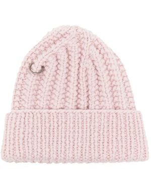 Werkstatt:münchen Ring-Detail Ribbed Beanie - Pink