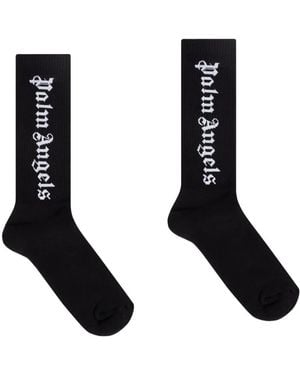 Palm Angels Logo-Jacquard Socks - Black