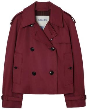Burberry Cropped Mayfair Trench Jacket - Red