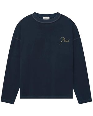 Rhude Classique Reverse Long-Sleeve Jumper - Blue