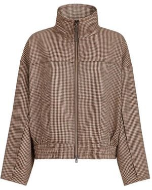 Brunello Cucinelli Jack Van Scheerwol Met Pied-De-Pouleprint En Rits - Bruin