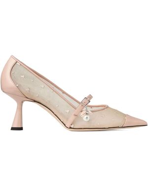 Jimmy Choo Aren 65mm メッシュパンプス - ナチュラル