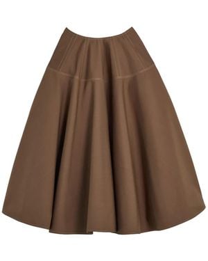 Tod's Contrast-Stitch Flared Midi Skirt - Brown