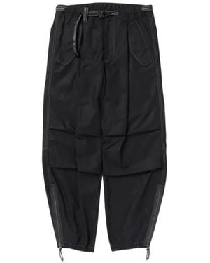 and wander Contrast-Stitch Belted Trousers - Black