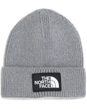 The North Face Logo-Patch Beanie Hat - Grey