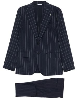 Manuel Ritz Pinstripe-Pattern Single-Breasted Suit - Blue