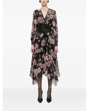 Nissa Vestido Midi Con Encaje - Blanco