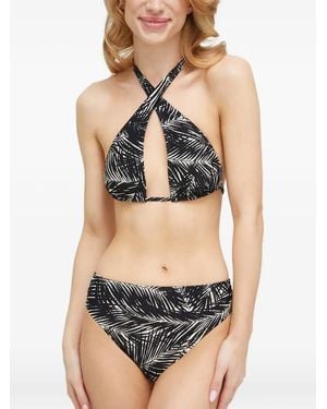 MICHAEL Michael Kors Palm-Print Bikini Bottoms - Black