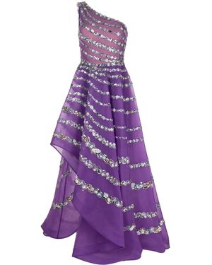 Saiid Kobeisy One-Shoulder Beaded Tulle Dress - Purple