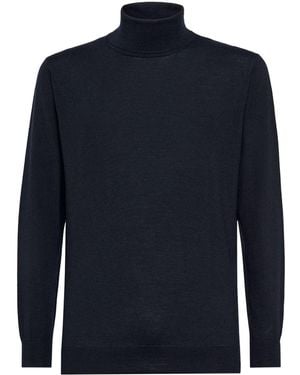 BOGGI Merino-Wool Roll-Neck Jumper - Blue