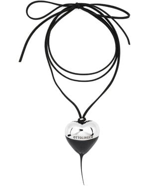 OTTOLINGER Heart-Shaped Drop Necklace - Black