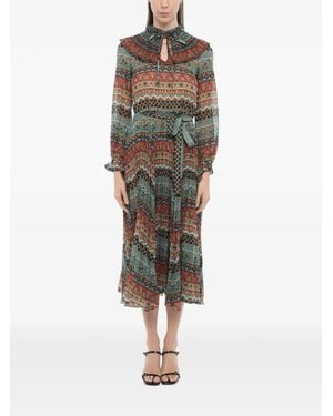 La DoubleJ Nefertiti Giza Pleated Midi Dress - Brown