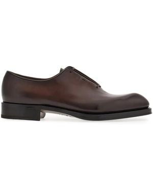 Ferragamo Tramezza Oxford With Covered Laces Shoes - Brown