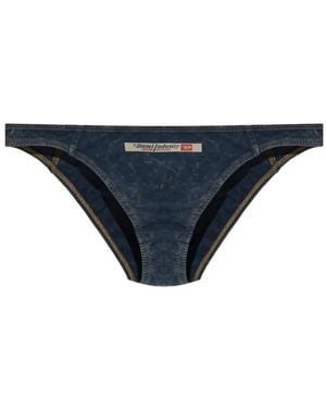 DIESEL Brazilian Slip Met Denim-Effect - Blauw