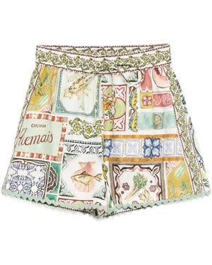 ALÉMAIS Pantalones cortos estampados con festoneado - Blanco