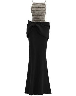 Gemy Maalouf Robe Longue À Corsage Perlé Et Détail Nœud - Black