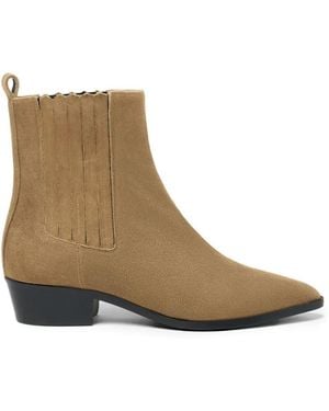 SCAROSSO Olivia Pleated Suede Chelsea Boots - Brown
