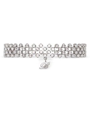 Blumarine Logo-Pendant Choker Necklace - White