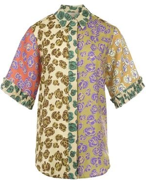 ALÉMAIS Patty Floral-Print Ruffled Shirt - White