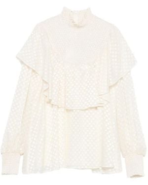 Akris Punto Polka Dot-Detail Blouse - White