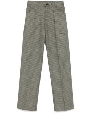Random Identities Dogtooth Wool-Blend Straight-Leg Pants - Gray