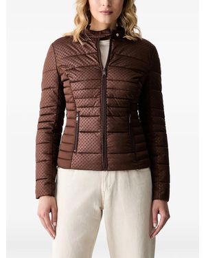 Guess Quilted Logo-Patch Jacket - Brown