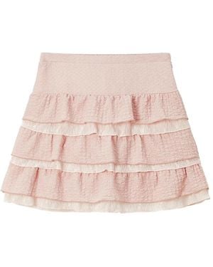 B+ AB Ruffled A-Line Mini Skirt - Pink