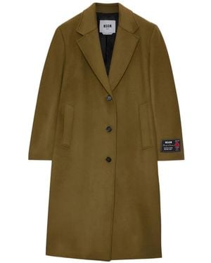 MSGM Single-Breasted Coat - Green