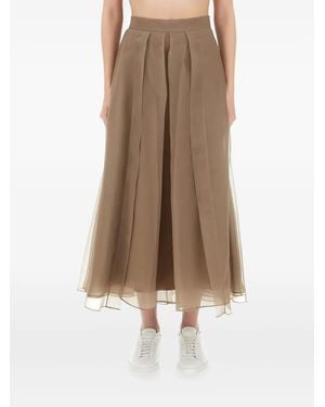 Brunello Cucinelli Circle Pleated Midi Skirt - Natural