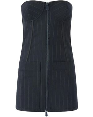 Pinko Pinstripe Poly Wool Bustier Top - Blue