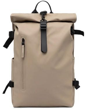 Rains Large Rolltop Buckled Backpack - Natural