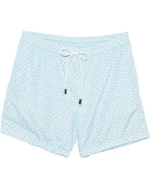 Barba Napoli Short De Bain À Imprimé Palmier - Blue