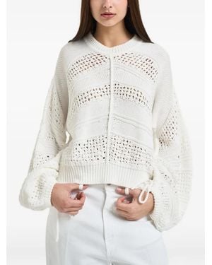Liu Jo Tie-Detail Long-Sleeve Sweater - White