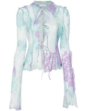 Acne Studios Mujer Camisa De Algodón Y Seda - Azul