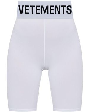 Vetements Logo-Waistband Shorts - White