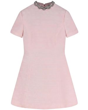 Valentino Garavani Crystal-Embellished Bouclé Dress - Pink