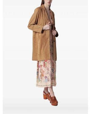 SWD by S.w.o.r.d. Single-Breasted Suede Coat - White