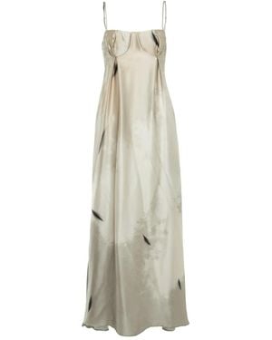 YANGKEHAN Floral-Print Silk Dress - White