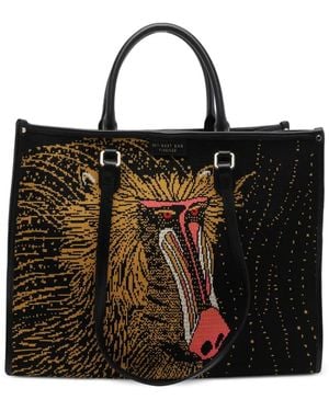 MY BEST BAG Atena Ethology Baboon-Intarsia Tote Bag - Black
