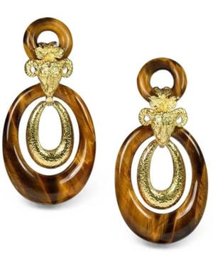 David Webb Ram's Head Double Hoop Earrings - Metallic