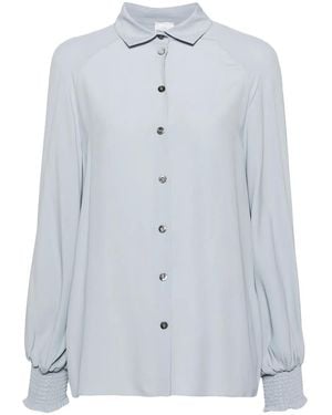 Eleventy Long Sleeve Silk Blend Shirt - Blue