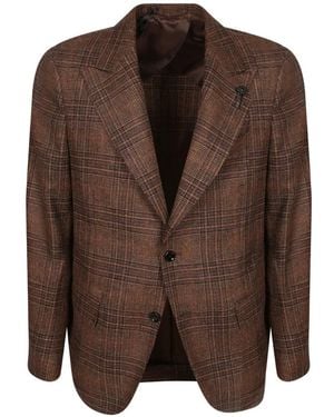 Lardini Check-Pattern Peak-Lapel Blazer - Brown