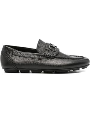 JOHN HARRISON Logo-Plaque Pebbled-Leather Loafers - White
