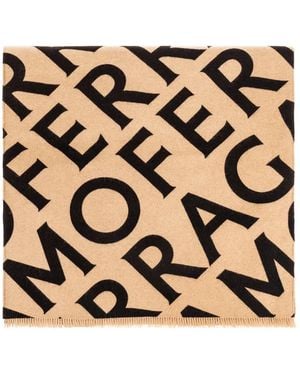 Ferragamo Doppelter Schal Mit Schriftzug - Braun