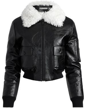 Alice + Olivia Willard Faux Fur-Trimmed Faux Leather Jacket - Black
